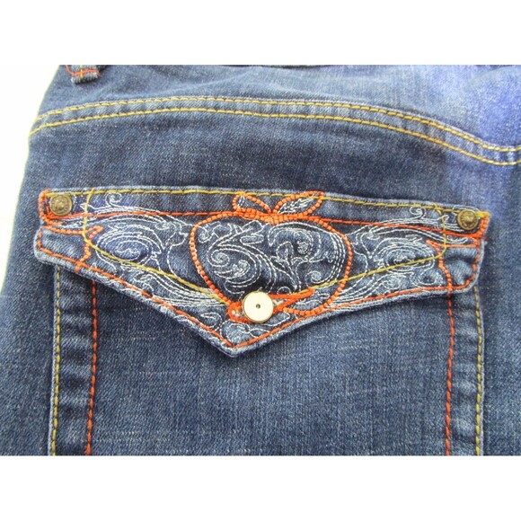 Apple Bottoms Womens Jeans Size 22 Blue Bootcut Distressed Embroidered Pockets - Picture 4 of 15